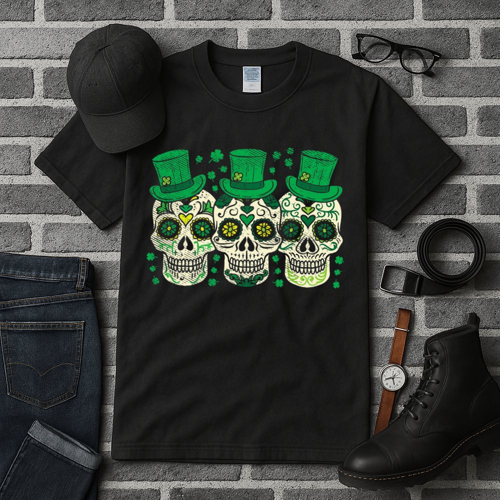 Irish Mexican Sugar Skull Leprechauns Cool St Patricks Day Tall T-Shirt