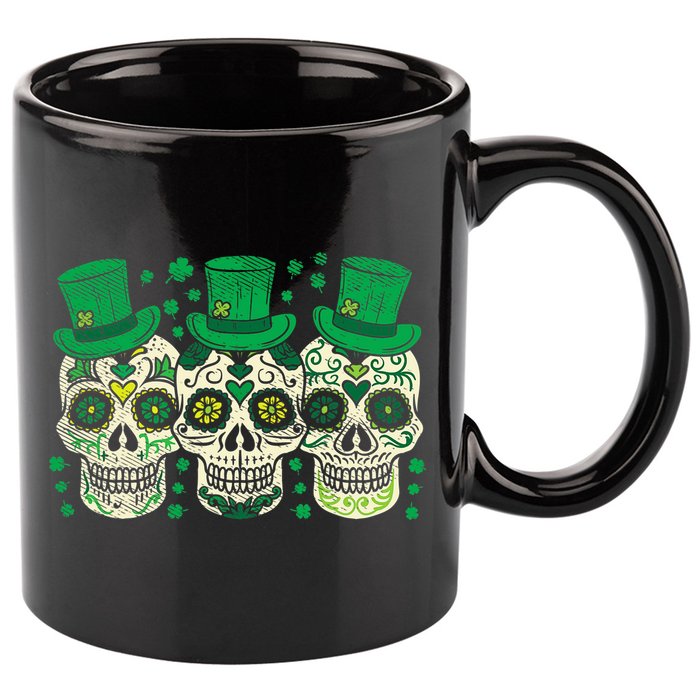 Irish Mexican Sugar Skull Leprechauns Cool St Patricks Day 11oz C Handle Ceramic Mug