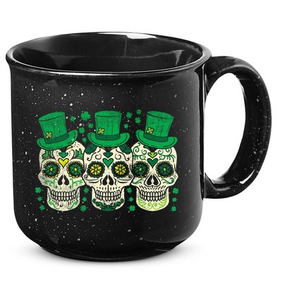 Irish Mexican Sugar Skull Leprechauns Cool St Patricks Day 15oz Campfire Ceramic Mug
