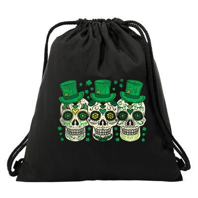 Irish Mexican Sugar Skull Leprechauns Cool St Patricks Day Drawstring Bag