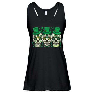 Irish Mexican Sugar Skull Leprechauns Cool St Patricks Day Ladies Essential Flowy Tank