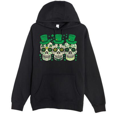 Irish Mexican Sugar Skull Leprechauns Cool St Patricks Day Premium Pullover Hoodie