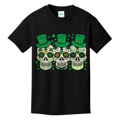 Irish Mexican Sugar Skull Leprechauns Cool St Patricks Day Kids T-Shirt