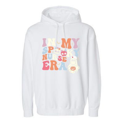 In My Spooky Nurse Era Funny Halloween Groovy Cute Gift Garment-Dyed Fleece Hoodie