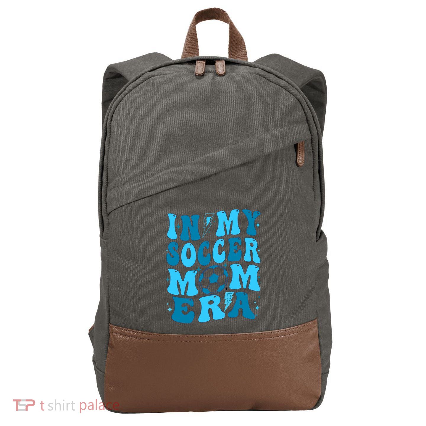 In My Soccer Mom Era (On Back) Cotton Canvas Backpack