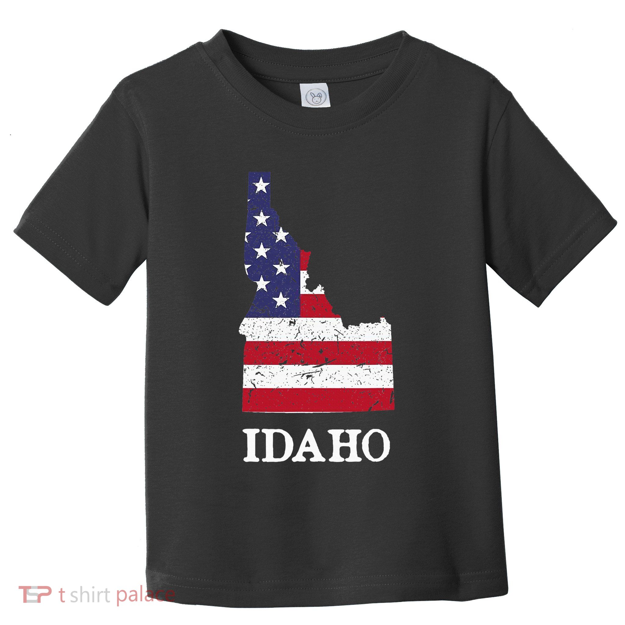 Idaho Map State American Flag Toddler T-Shirt