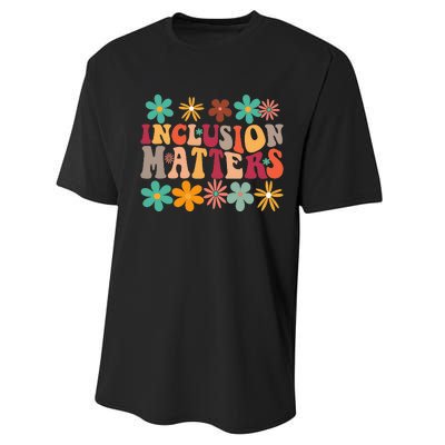 Inclusion Matters Special Ed Teacher Autism Awareness Retro Performance Sprint T-Shirt