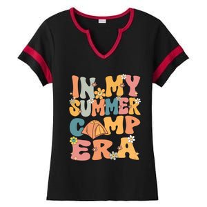 In My Summer Camp Era Retro Groovy Summer Camp Camping Funny Funny Gift Ladies Halftime Notch Neck Tee