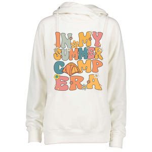 In My Summer Camp Era Retro Groovy Summer Camp Camping Funny Funny Gift Womens Funnel Neck Pullover Hood