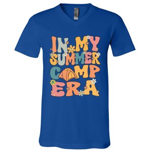 In My Summer Camp Era Retro Groovy Summer Camp Camping Funny Funny Gift V-Neck T-Shirt