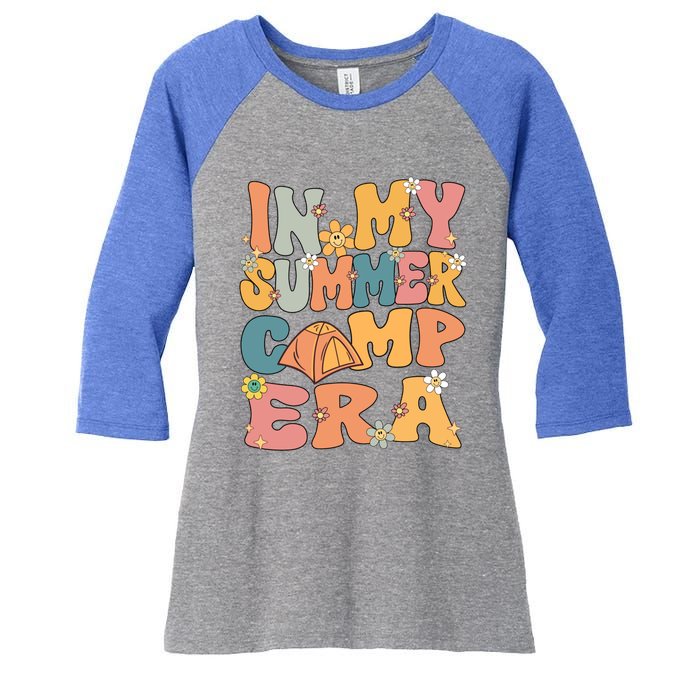 In My Summer Camp Era Retro Groovy Summer Camp Camping Funny Funny Gift Women's Tri-Blend 3/4-Sleeve Raglan Shirt