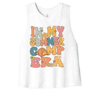 In My Summer Camp Era Retro Groovy Summer Camp Camping Funny Funny Gift Women's Racerback Cropped Tank