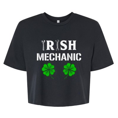 Irish Mechanic Shamrock St Patricks Day Bella+Canvas Jersey Crop Tee