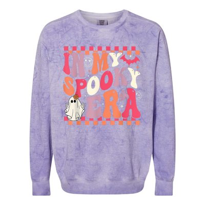 In My Spooky Era Groovy Hippie Halloween Ghost Women Colorblast Crewneck Sweatshirt