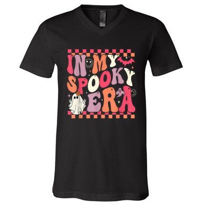 In My Spooky Era Groovy Hippie Halloween Ghost Women V-Neck T-Shirt