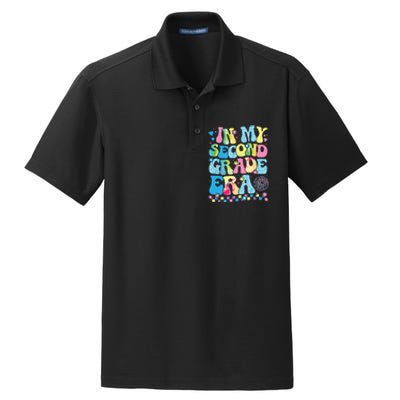 In My Second Grade Era Groovy Back To School Teachers Dry Zone Grid Polo