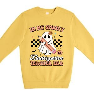 In My Spooky Kindergarten Teacher Era Groovy Retro Halloween Gift Premium Crewneck Sweatshirt