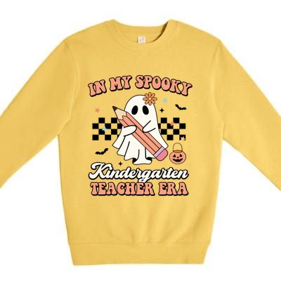 In My Spooky Kindergarten Teacher Era Groovy Retro Halloween Gift Premium Crewneck Sweatshirt