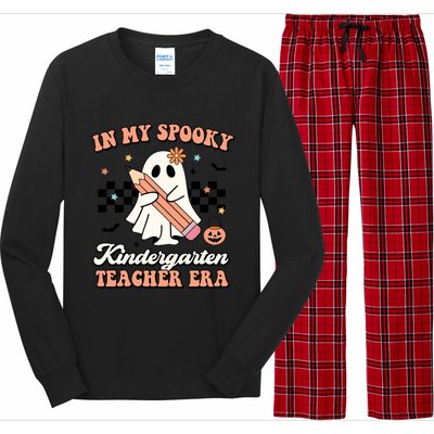 In My Spooky Kindergarten Teacher Era Groovy Retro Halloween Gift Long Sleeve Pajama Set