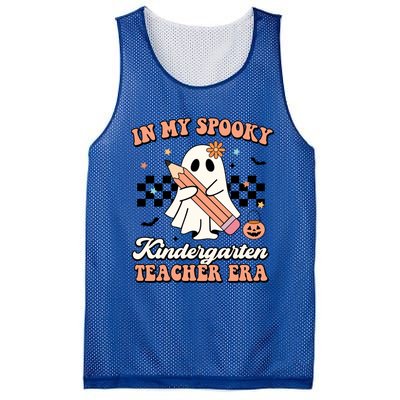 In My Spooky Kindergarten Teacher Era Groovy Retro Halloween Gift Mesh Reversible Basketball Jersey Tank