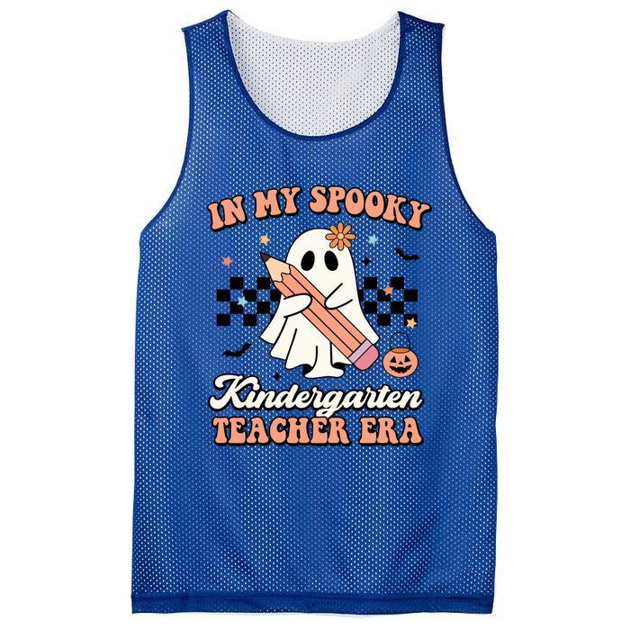 In My Spooky Kindergarten Teacher Era Groovy Retro Halloween Gift Mesh Reversible Basketball Jersey Tank