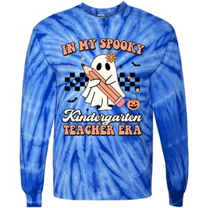 In My Spooky Kindergarten Teacher Era Groovy Retro Halloween Gift Tie-Dye Long Sleeve Shirt