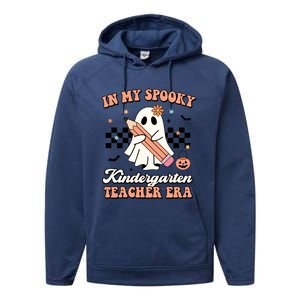 In My Spooky Kindergarten Teacher Era Groovy Retro Halloween Gift Performance Fleece Hoodie