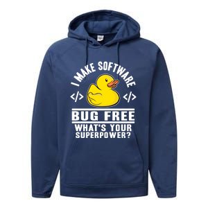 I Make Software Bug Free Programmer Debugging Rubber Duck Gift Performance Fleece Hoodie