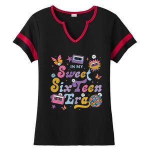 In My Sweet Sixteen E.ra Groovy Retro 16th Birthday Ladies Halftime Notch Neck Tee