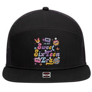 In My Sweet Sixteen E.ra Groovy Retro 16th Birthday 7 Panel Mesh Trucker Snapback Hat