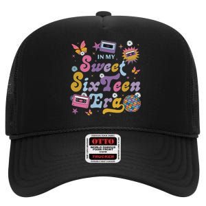 In My Sweet Sixteen E.ra Groovy Retro 16th Birthday High Crown Mesh Back Trucker Hat