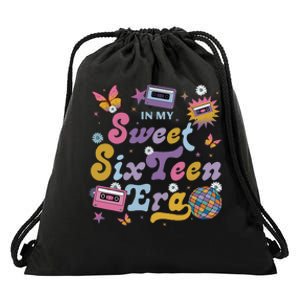 In My Sweet Sixteen E.ra Groovy Retro 16th Birthday Drawstring Bag