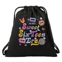 In My Sweet Sixteen E.ra Groovy Retro 16th Birthday Drawstring Bag