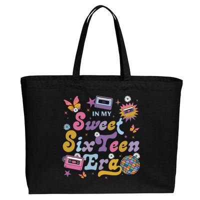 In My Sweet Sixteen E.ra Groovy Retro 16th Birthday Cotton Canvas Jumbo Tote