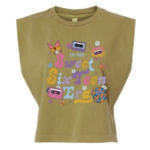 In My Sweet Sixteen E.ra Groovy Retro 16th Birthday Garment-Dyed Women's Muscle Tee