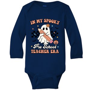 In My Spooky Pre School Teacher Era Retro Halloween Costume Gift Baby Long Sleeve Bodysuit