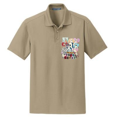 In My Spooky Era Groovy Hippie Halloween Ghost Dry Zone Grid Polo