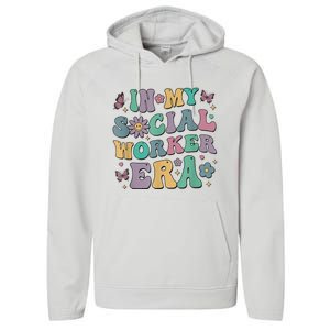 In My Social Worker Era Retro Groovy School Social Worker Performance Fleece Hoodie