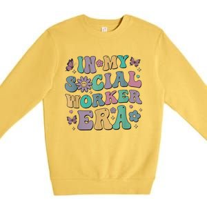 In My Social Worker Era Retro Groovy School Social Worker Premium Crewneck Sweatshirt