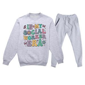 In My Social Worker Era Retro Groovy School Social Worker Premium Crewneck Sweatsuit Set