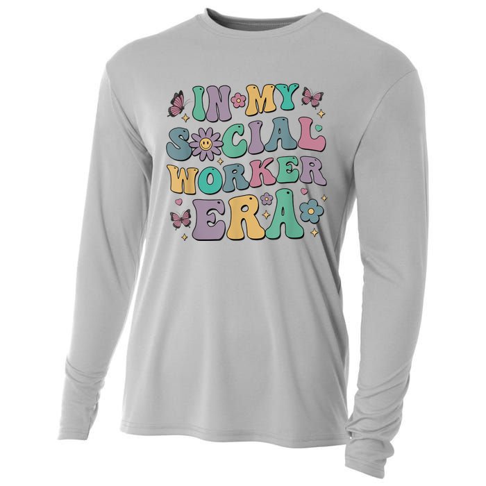 In My Social Worker Era Retro Groovy School Social Worker Cooling Performance Long Sleeve Crew