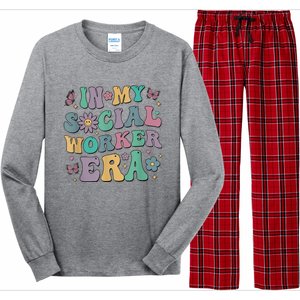 In My Social Worker Era Retro Groovy School Social Worker Long Sleeve Pajama Set