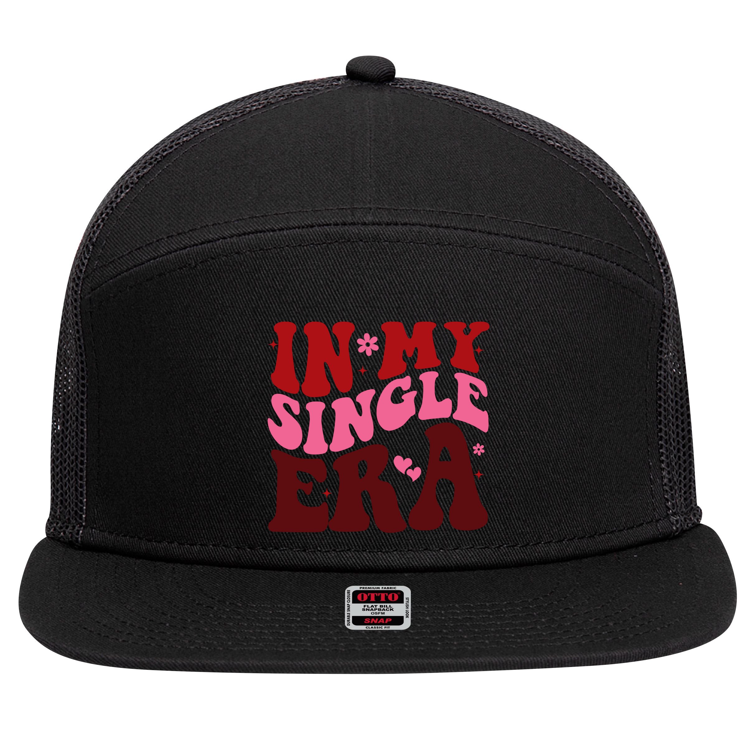 In My Single Era Anti Valentine Groovy 7 Panel Mesh Trucker Snapback Hat