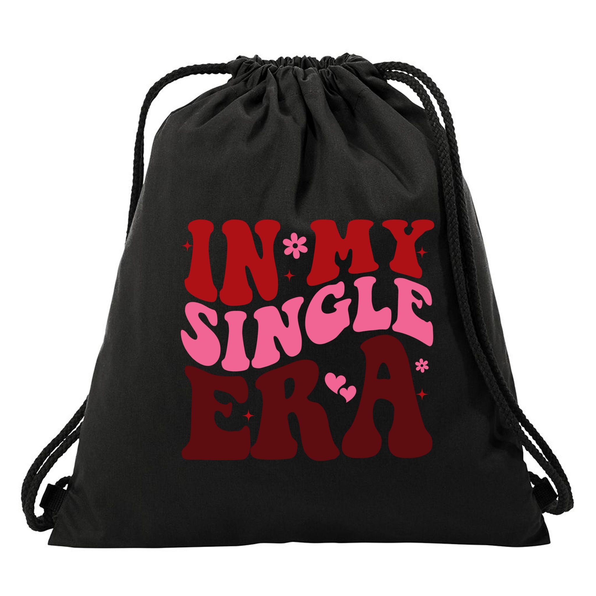 In My Single Era Anti Valentine Groovy Drawstring Bag