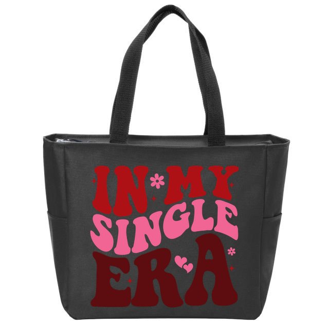 In My Single Era Anti Valentine Groovy Zip Tote Bag