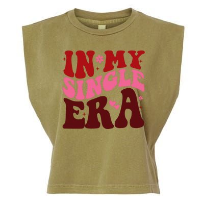 In My Single Era Anti Valentine Groovy Garment-Dyed Women's Muscle Tee