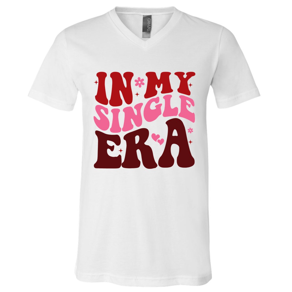 In My Single Era Anti Valentine Groovy V-Neck T-Shirt
