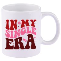 In My Single Era Anti Valentine Groovy 11oz C Handle Ceramic Mug