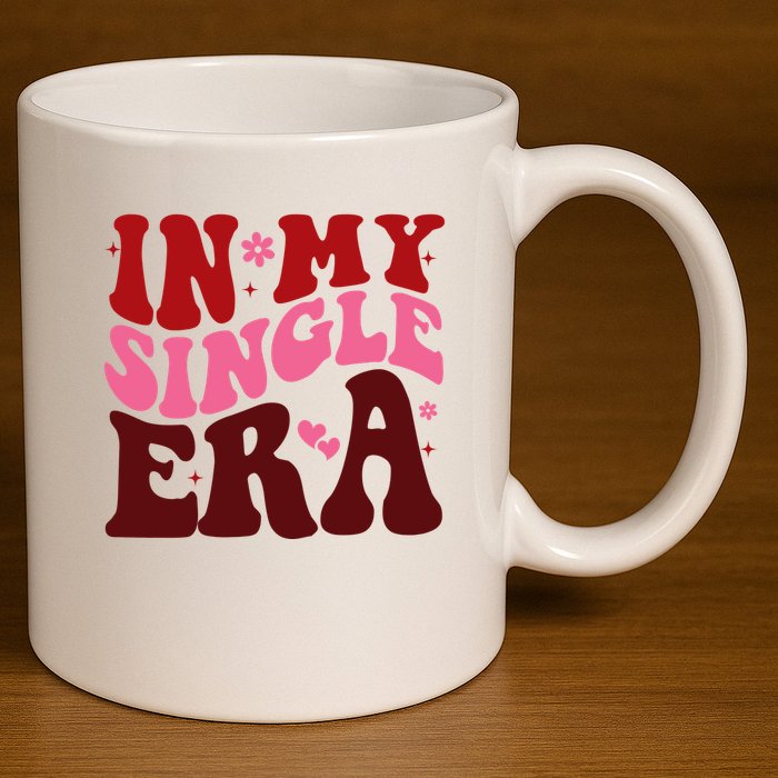 In My Single Era Anti Valentine Groovy 11oz C Handle Ceramic Mug