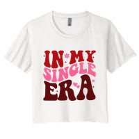 In My Single Era Anti Valentine Groovy Women's Crop Top Tee